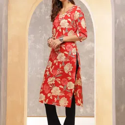 Anouk Rustic Women Printed Thread Work Kurta image 4