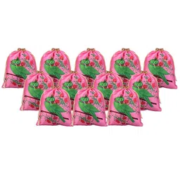 Kuber Industries 12 Pieces Parrot Printed Satin Potli Bags-picture-33