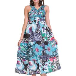 Exotic India Women Shoulder Straps Floral Print Fit And Flare Midi Dress-picture-7