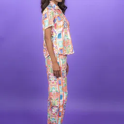 GO BOUJEE Geometric Printed Shirt With Trousers Co-Ords image 3