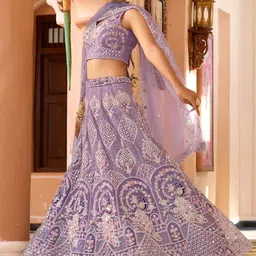 panchhi Embroidered Sequinned Semi-Stitched Lehenga & Unstitched Blouse With Dupatta image 5