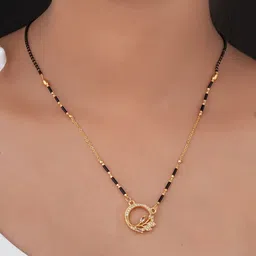 TKRB SALES Gold Plated Artificial Stones Studded And Beaded Mangalsutra image 2