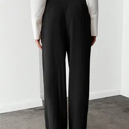 BAESD Women Relaxed Straight Leg High-Rise Non Iron Trousers image 3