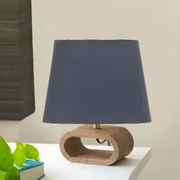 Devansh Grey Wood Traditional Frusturical Shaped Table Lamp image 3