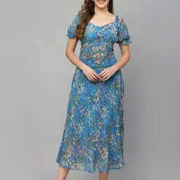 Mafadeny Floral Printed V-Neck Top & Skirt Co-Ords image 2