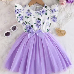 INCLUD Kids Floral Print Flutter Sleeve Fit & Flare Dress-image-61