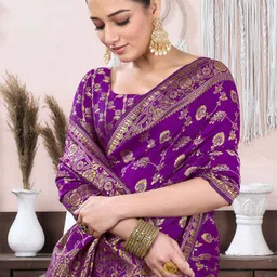 KALINI Woven Design Zari Silk Blend Banarasi Saree image 5