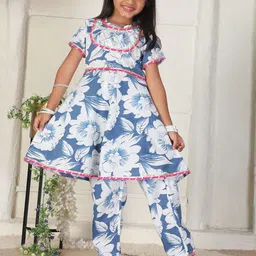 Cutiekins Girls Floral Printed A-Line Kurta with Trouser-picture-32