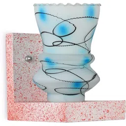 1ST TIME Blue & White Printed Wood Contemporary Abstract Shaped Shaped Wall Lamp-picture-16