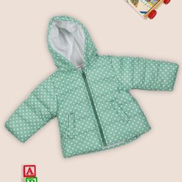 MeeMee Girls Turquoise Blue Polka Dots Printed Lightweight Hooded Puffer Jacket-picture-40