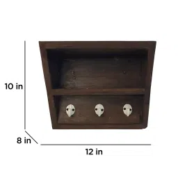 symplify Estelle Wooden Wall Shelf Organiser With Key Holders image 11