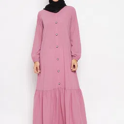 NABIA Women Pink Solid Abaya Burqa with Scarf-image-38