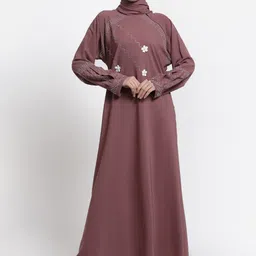 Arrabi Women Pink Solid Burqa With Scarf image 1