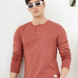 Genoa Men 2 Henley Neck Pure Cotton Slim Fit T-shirt-picture-53