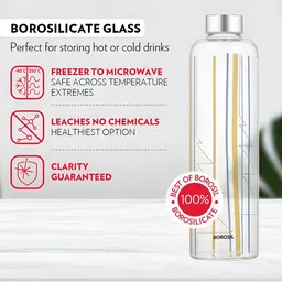 BOROSIL Artisan Series Sintra Transparent 2 Pieces Glass Printed Water Bottle 1l image 4