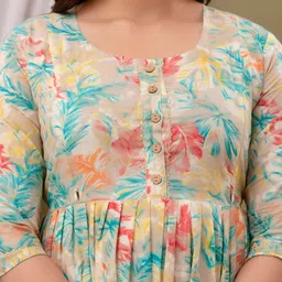 FASHDHUN Floral Printed Thread Work Cotton Fit & Flare Maternity Ethnic Dress image 5