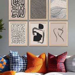 Kotart brown & White 6 Pieces Wooden Abstract Wall Arts-picture-7