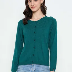 CREATIVE LINE Women Woollen Round Neck Long Sleeves Cardigan Sweater-picture-34