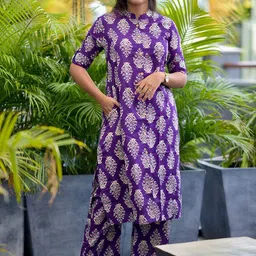 SHINISHA Floral Printed Pure Cotton Top With Trousers-picture-12