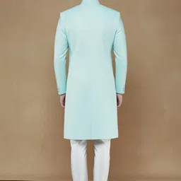 SOURAGYA Embroidered Jacquard Mock Collar Sherwani image 2