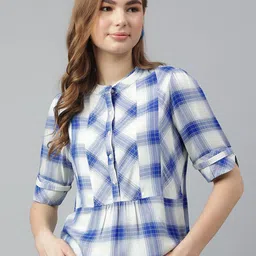 Latin Quarters Women Checked Printed Round Neck Top-picture-42