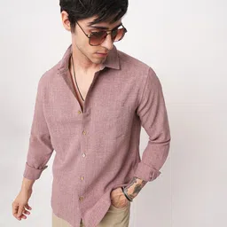 VASTRADO Classic Textured Slim Fit Casual Shirt-picture-27