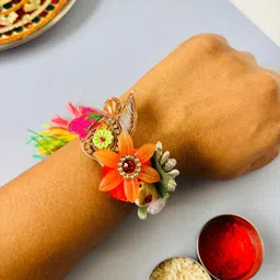 Tipsy closet Unisex Orange Wraparound Rakhi-picture-14