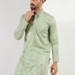 House of Pataudi Embroidered Straight Ethnic Kurta image 4