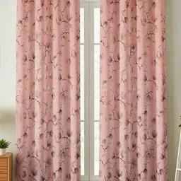Kiara Creations Pink & Gold-Toned Set of 2 Floral Room Darkening Long Door Curtain image 2