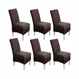 hargunz Brown 6 Pieces Textured Chair Covers-picture-31