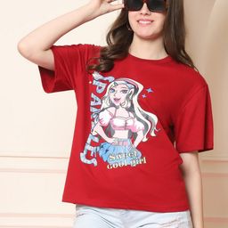 Tromko Women Graphic Printed Round Neck Cotton Oversized T-shirt-picture-37