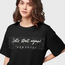 URBANICE Women Printed Drop-Shoulder Sleeves T-shirt-image-12