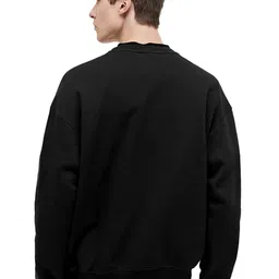 SONIBROS Men Black Wool Blend Round Neck Full Sleeves Pullover Sweatshirt image 2