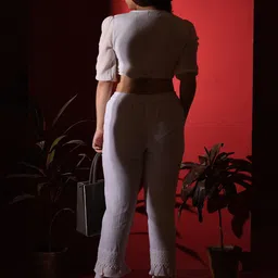 WHIMS Flared Crop Top With Trousers Co-Ords image 2