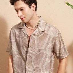 HIGHLANDER Men Relaxed Fit Abstract Printed Cuban Collar Casual Shirt-picture-27