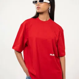 Peach Typography Printed Bio Finish Round Neck Oversized T-shirt-picture-19