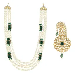 I Jewels Men Multistrand Layered Necklace with Safa Kalangi Brooch image 3