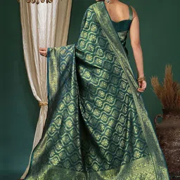 SANISA Ethnic Motifs Zari Silk Blend Handloom Saree image 3