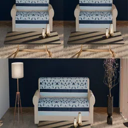 Fashion Throw Blue & White Printed Velvet Sofa Cover-picture-30