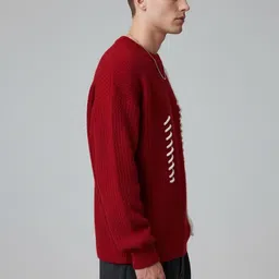 Mast & Harbour Men Colourblocked Pullover with Embroidered Detail image 2