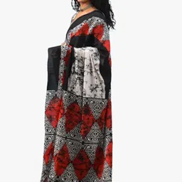 TROPWEAR Red Pure Cotton Ikat Saree image 3