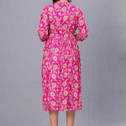 sqkurti SQ kurti Women's stylish Pink floral midi dress image 5