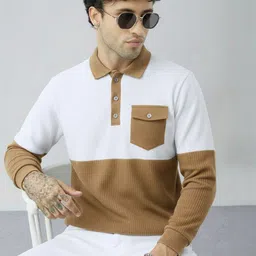Try This Colourblocked Polo Collar Short Sleeves Regular Fit Casual T-shirt-picture-26
