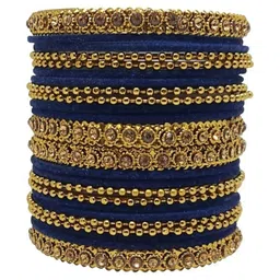 THE BLAZZE Blue Glass Artificial Stones & Beads Bangle image 2