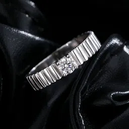 The Roadster Lifestyle Co Men Silver-Plated American Diamond-Studded Finger Ring-image-52