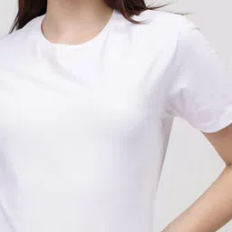URBANICE Women Pack of 2 Solid Round Neck Cotton T-shirts image 4