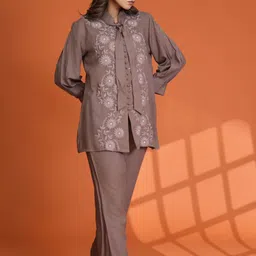 Kaftanize Embroidered Top With Trousers Co-Ord image 2