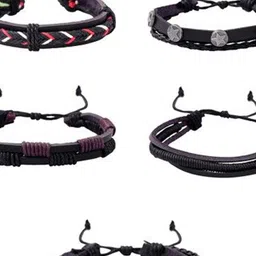 P. R. PRINTS Unisex 4 Leather Wraparound Bracelet image 2