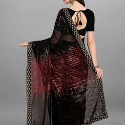 CaniBani Red Pure Georgette Sarees image 4