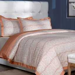 MASPAR Rust & White Printed 400 TC Pure Cotton King Bed Duvet Cover With 2 Pillow Covers image 3